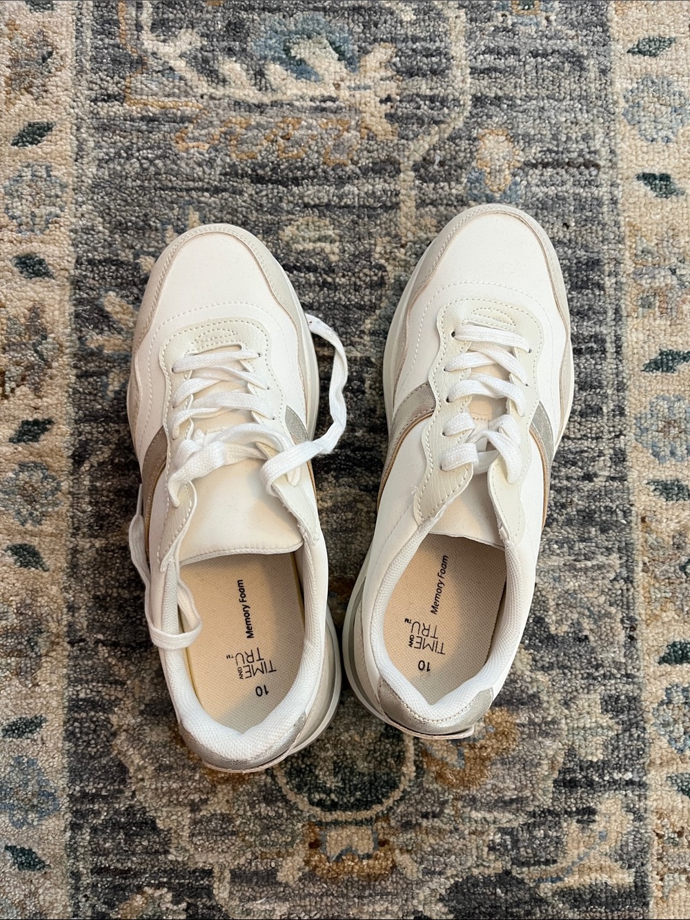 Time and Tru Women's White and Tan Casual Sneakers